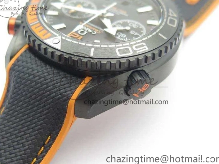 0504 Planet Ocean Master Chronometer Chrono DLC OM 1:1 Best Edition Black Dial On Nylon Strap A Chic 8103